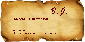 Benda Jusztina névjegykártya